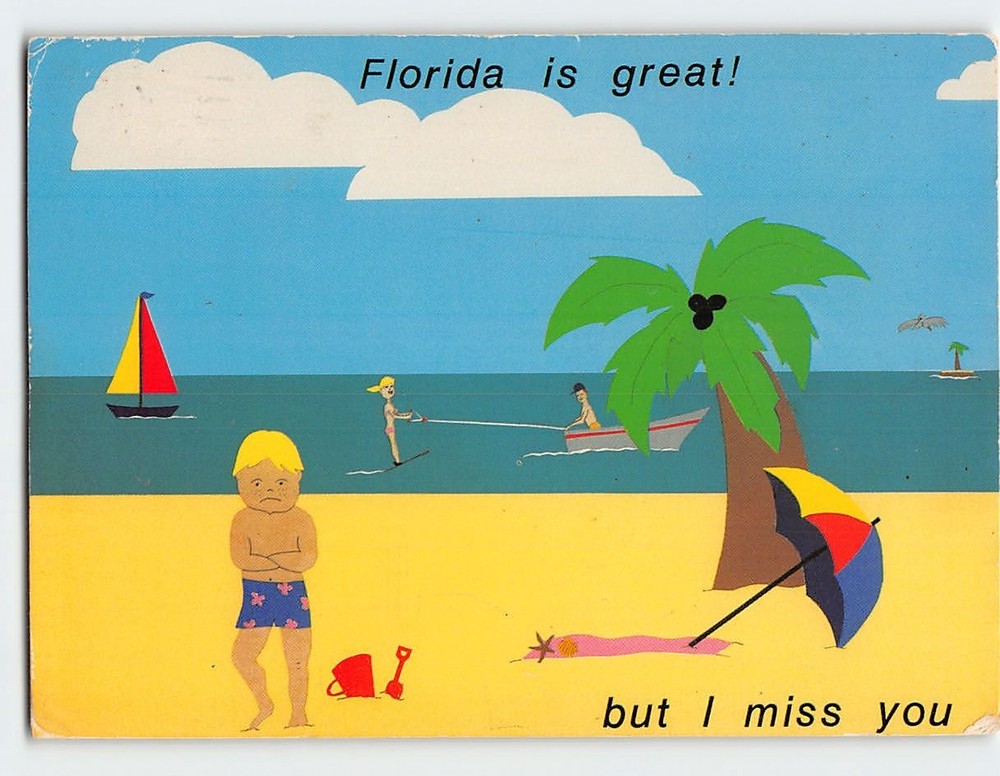 Postcard Florida is Great But I Miss You Beach Scene Art Print