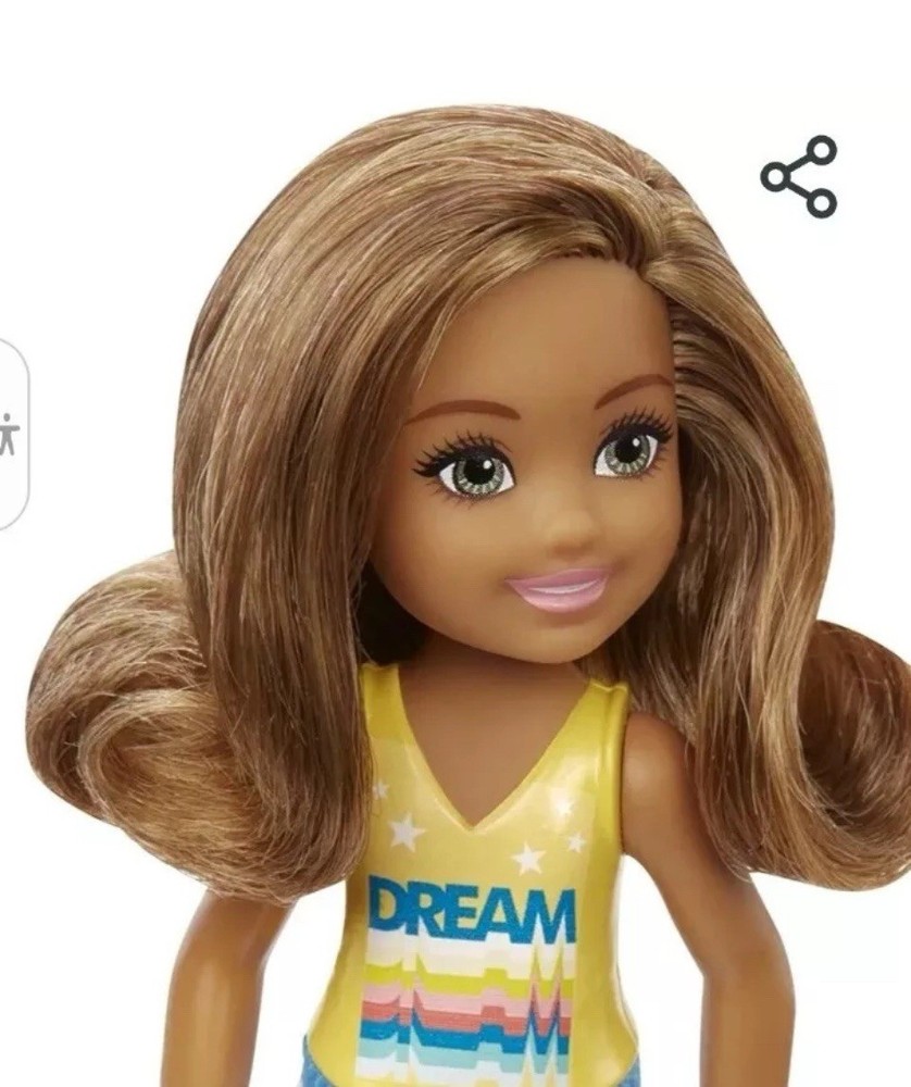 Barbie Club Chelsea Doll Rainbow Dream Outfit Brown Hair Green Eyes New