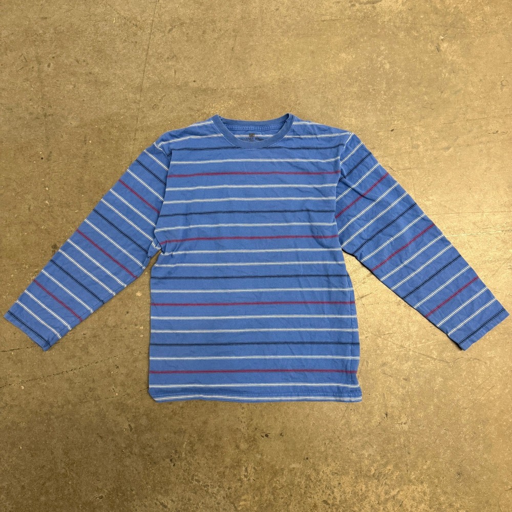 Salt Life Mens Blue Striped Long Sleeve T-Shirt Crew Neck Coastal Casual Large
