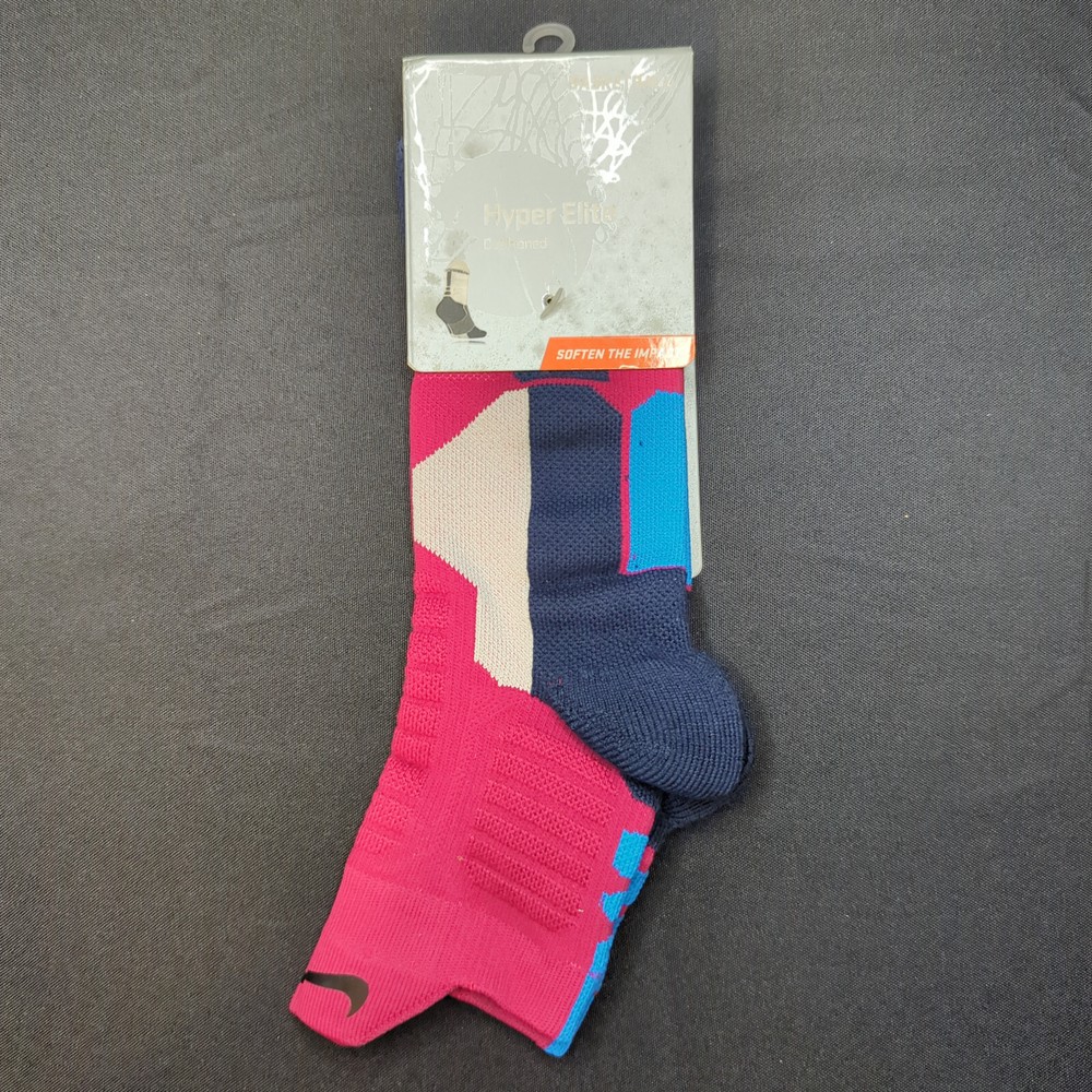 New Nike Hyper Elite Socks Maroon/Blue Quarter Cut Size L Basketball Dri-Fit