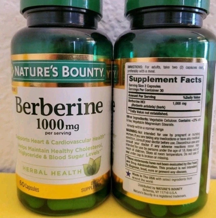 New 2-Pack Nature’s Bounty 1000 Mg Berberine 60 Capsules Exp : 2027/09