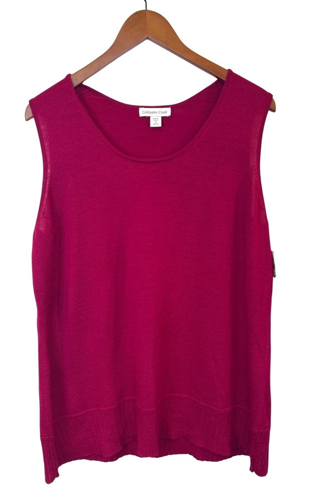 Coldwater Creek Tank Top Women's Merino Wool Blend Sleeveless Red Size 2X NWT