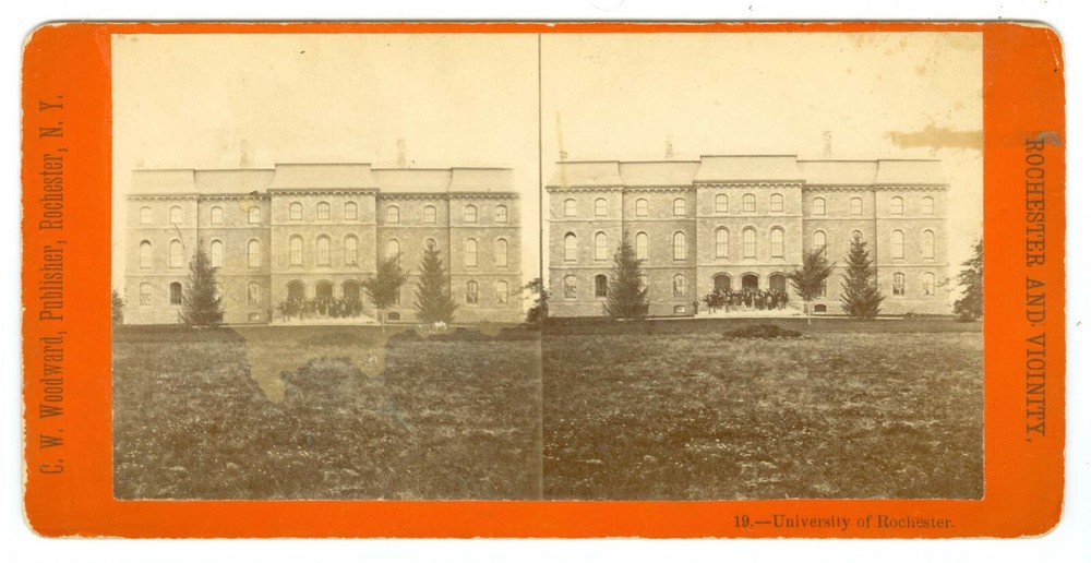 B5464~  University of Rochester NY 1870's Stereoview With Students