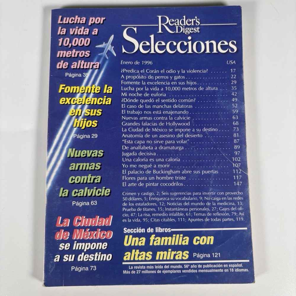 Reader’s Digest Selecciones 1996 Spanish Revista Lloyd Aéreo Boliviano Magazine