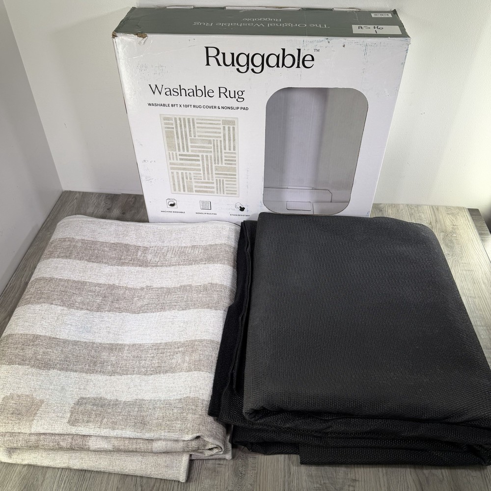 Ruggable 8' x 10' Washable Flatwoven Rug Cover With Non Slip Pad Open Box Read
