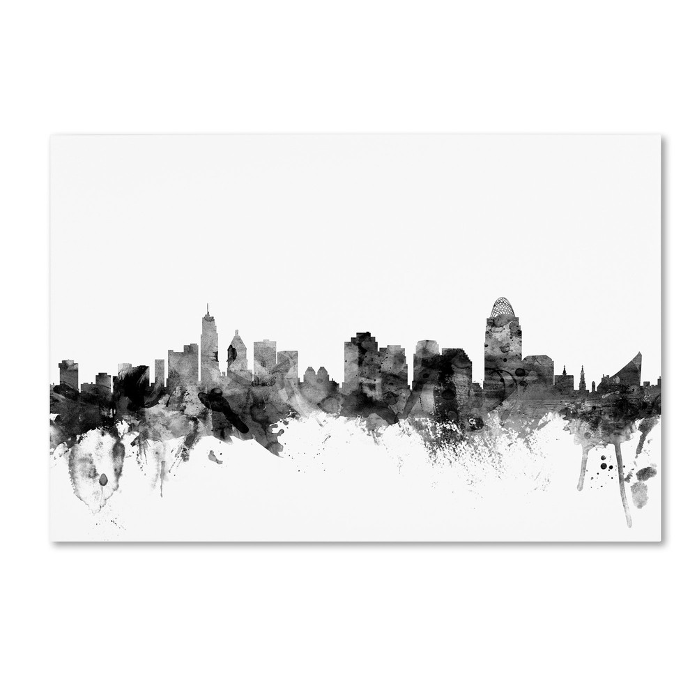 MT0999-C2232GG Cincinnati Ohio Skyline B&W by Michael Tompsett, 22x32-Inch, 2...