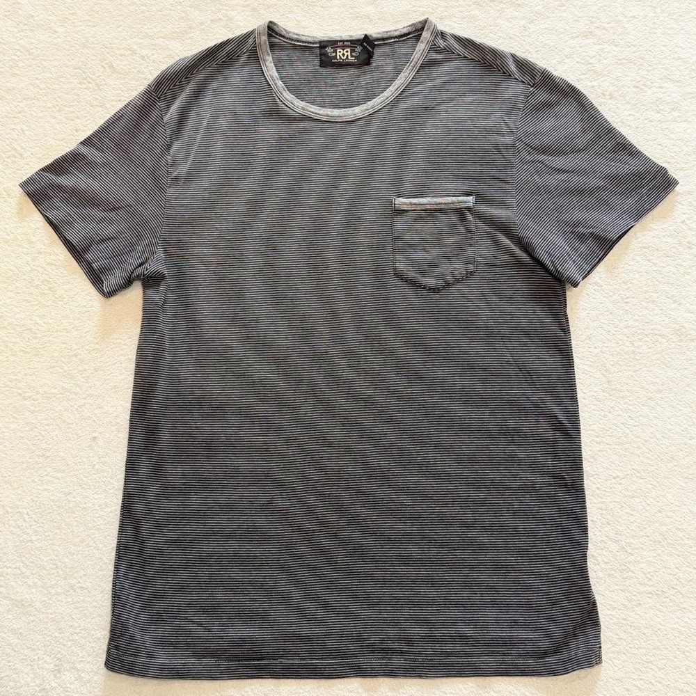 RRL Ralph Lauren Pocket T-Shirt Gray Striped Size M Men's good condition Casual