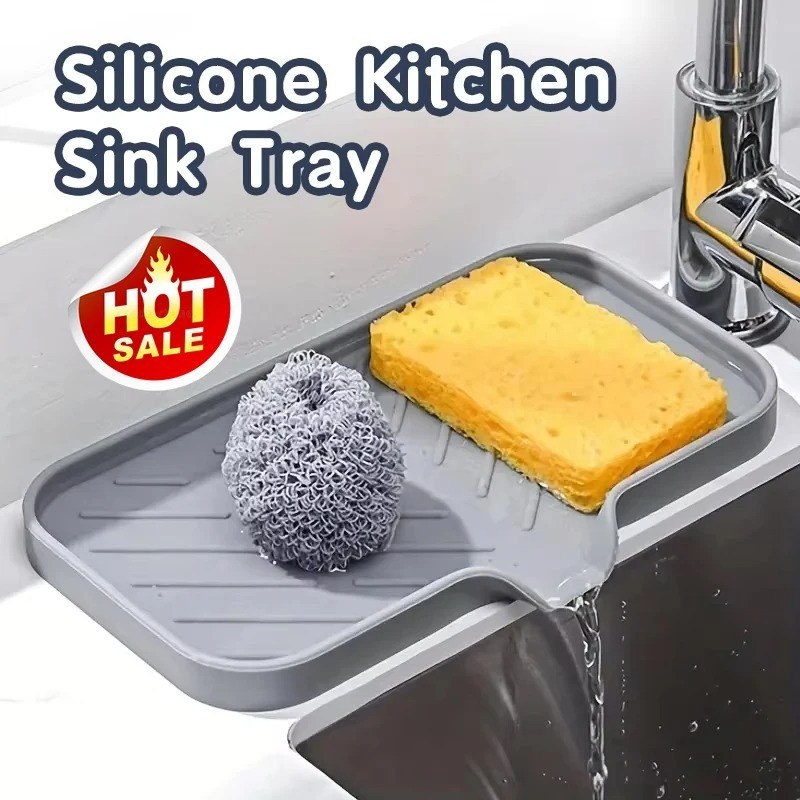Silicone Faucet Drain Mat Drip Catcher Tray Kitchen Sink Splash Guard Slip Pad