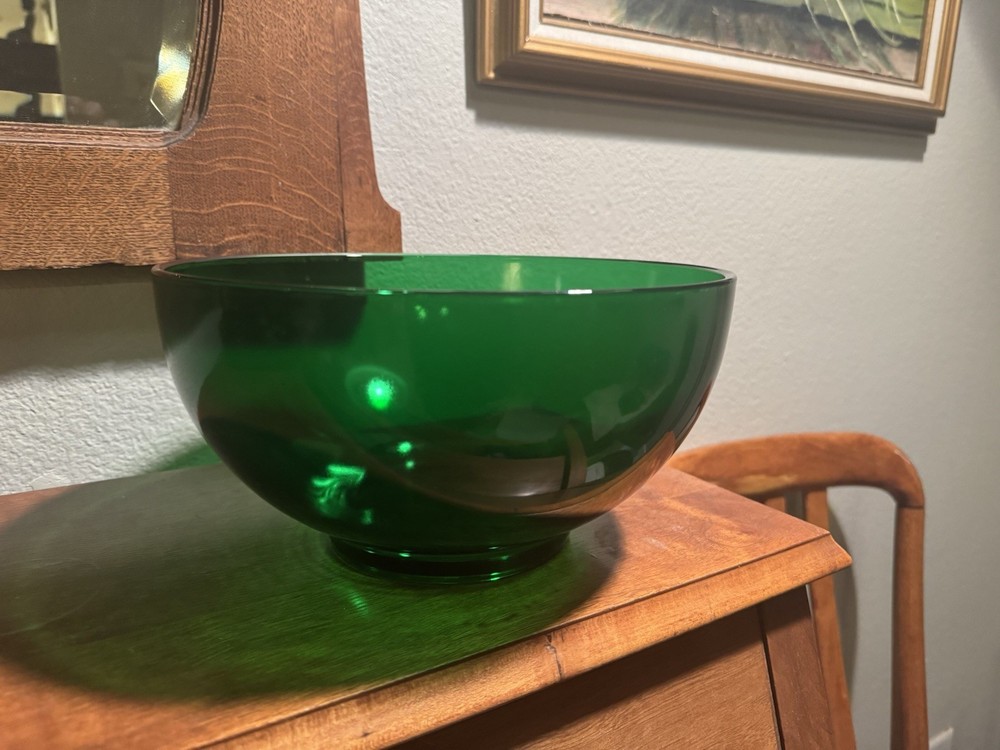 1960s Anchor Hocking FOREST GREEN PUNCH BOWL,