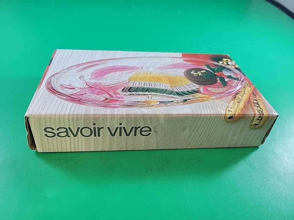 Savoir Vivre Holiday Spirit Oval Glass Candy Soap Dish with Bells Christmas