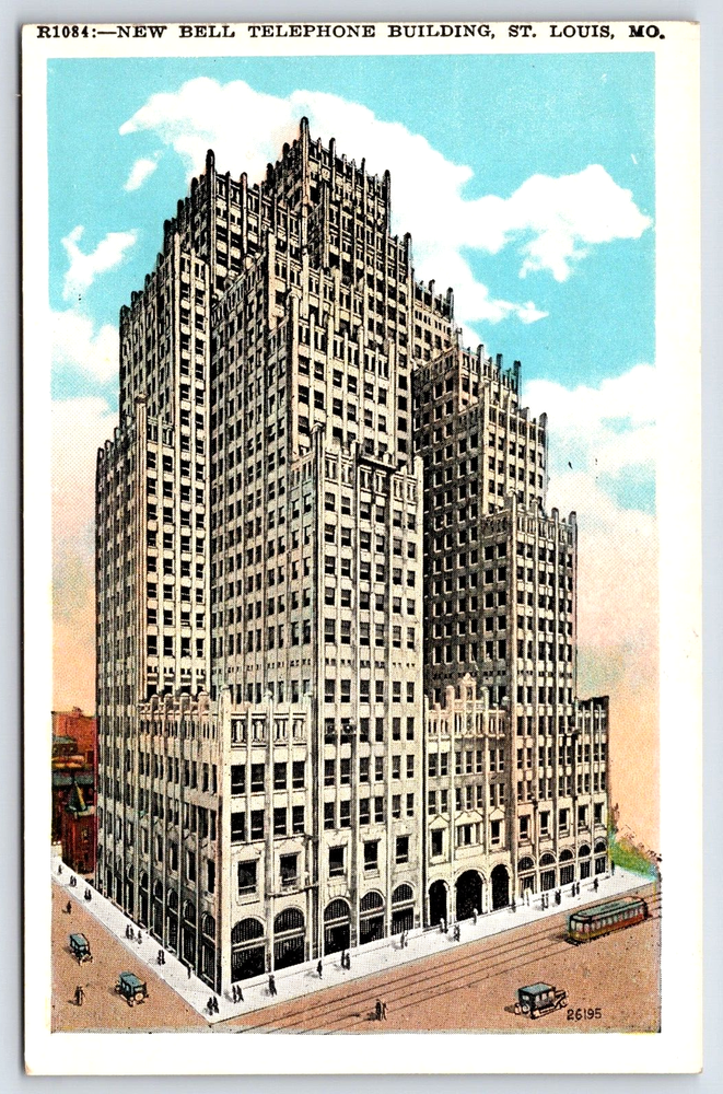 VINTAGE OLD ANTIQUE POSTCARD NEW BELL TELEPHONE BUILDING ST. LOUIS MISSOURI USA