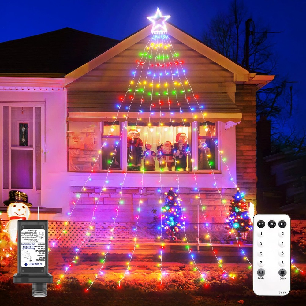 12.5ft Christmas Outdoor Decorations with Remote, 320 LED 9 Strands Waterfall...