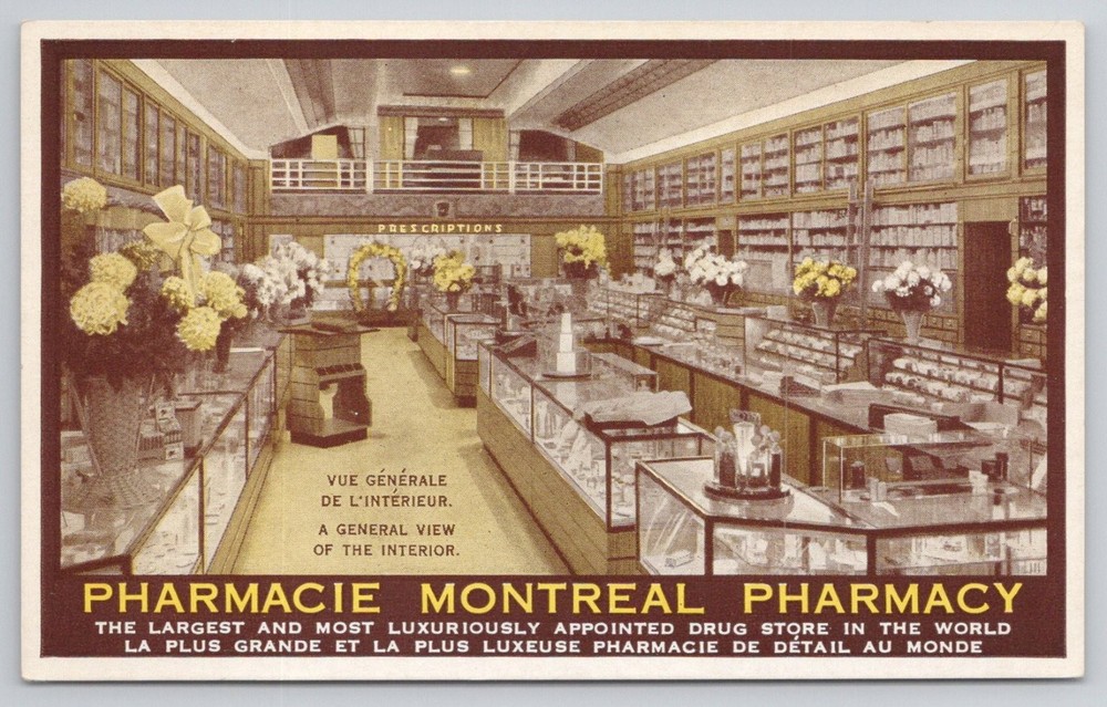 Montreal Pharmacy Interior Postcard - Largest & Most Luxurious Drug Store
