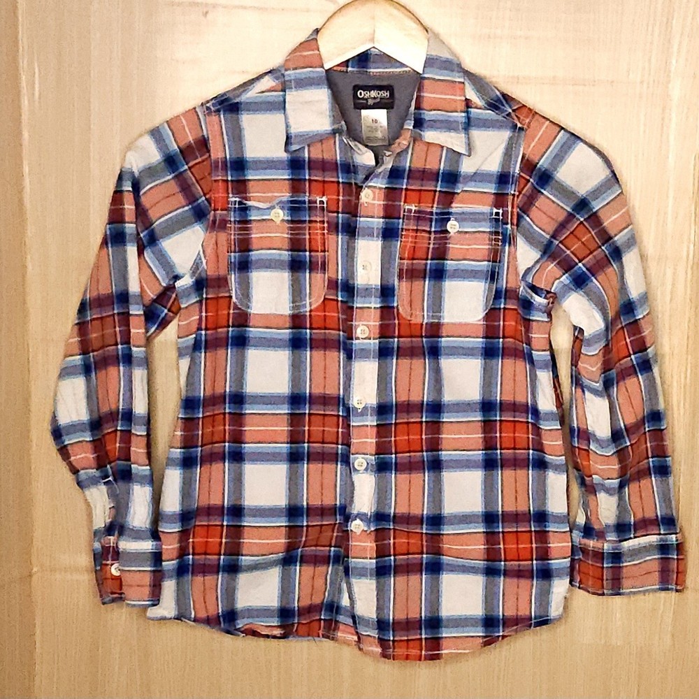 Osh Kosh B'gosh Red Blue Plaid Long Sleeve Button Down 10