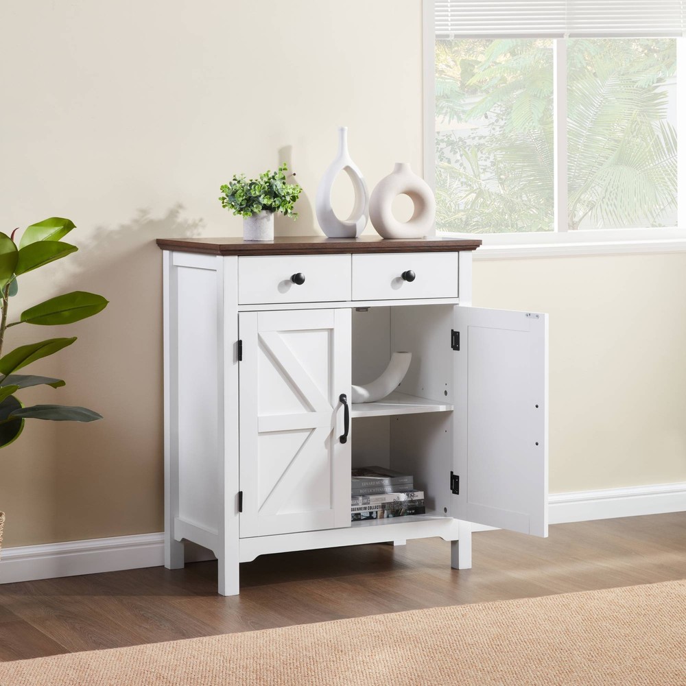 STOREADY Solid Wood Sideboard Buffet Cabinet with Adjustable Shelf & 2 Doors for Dining Room Storage