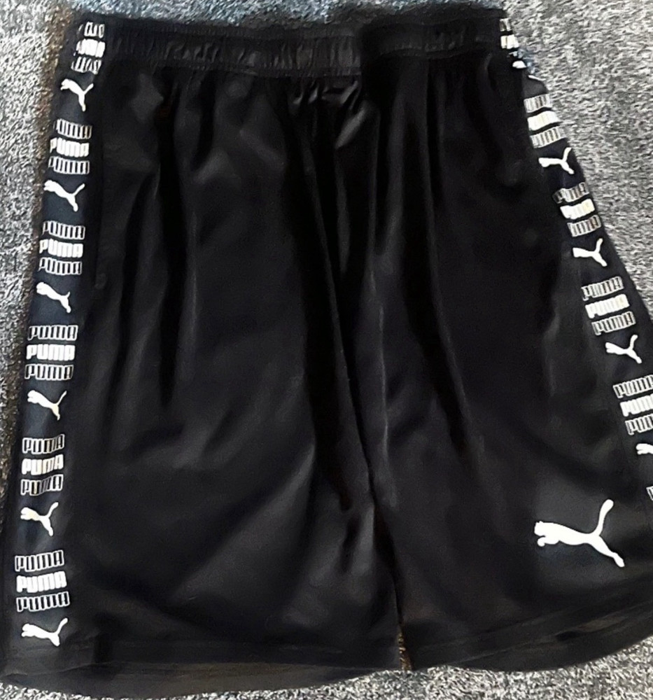 PUMA Men's Athletic Shorts Black Size L Polyester Drawstring