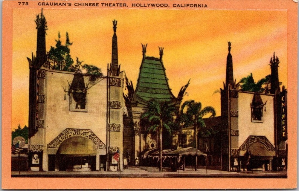 Grauman's Chinese Theater Hollywood CA Vintage Postcard Longshaw Unposted