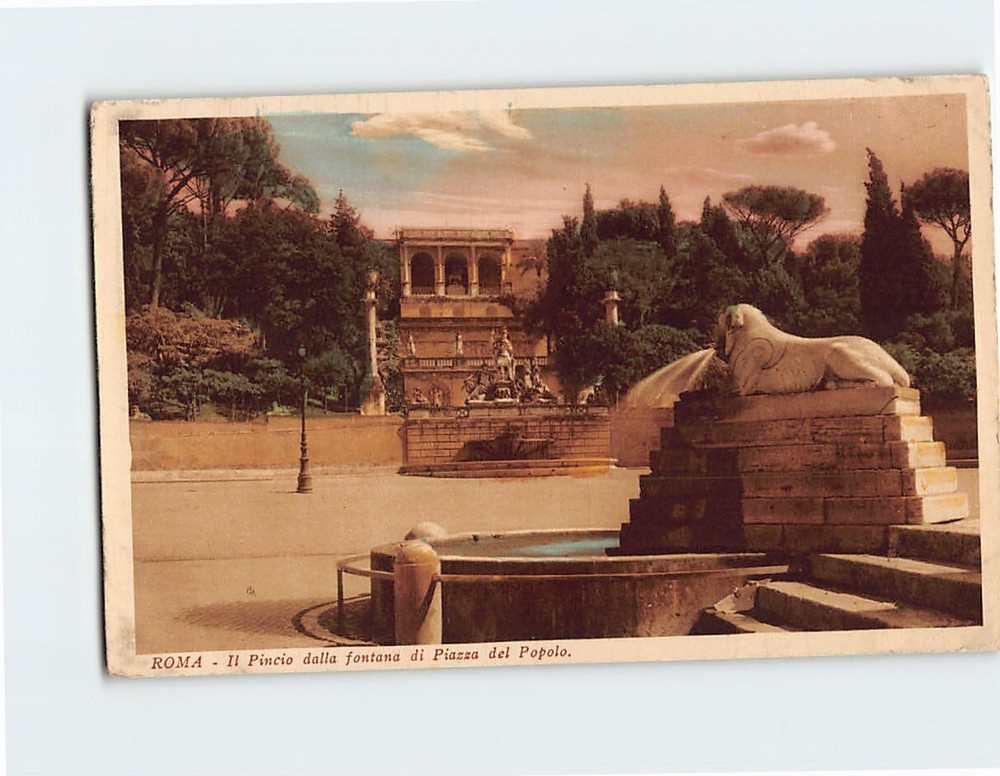 Postcard Il Pincio dalla fontana di Piazza del Popolo Rome Italy