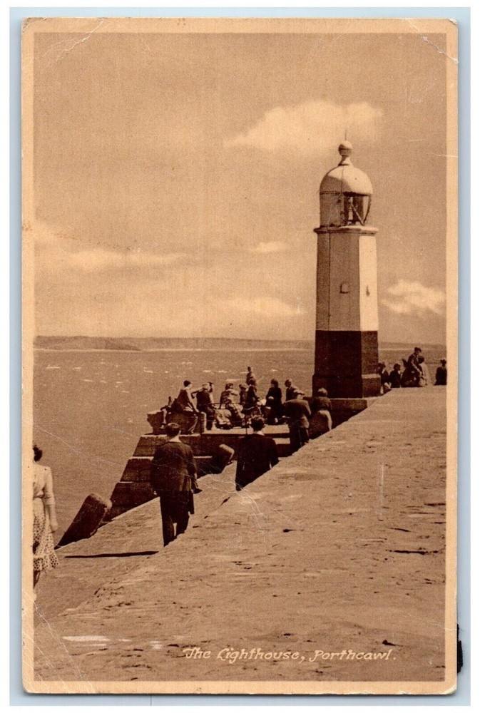 1953 The Porthcawl Lighthouse Porthcawl Wales Vintage Unposted Postcard