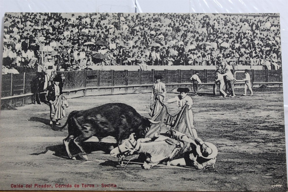 Spain Sevilla Corrida Toros Calda Picador Postcard Old Vintage Card View Post PC