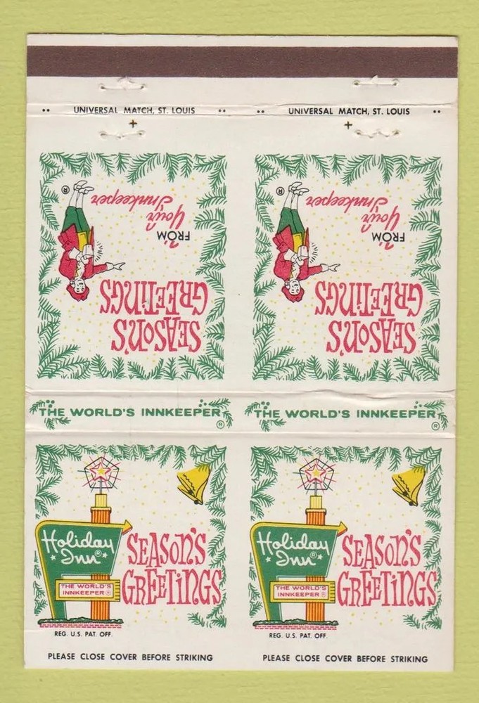 Matchbook Cover - Holiday Inn Christmas Richfield OH DOUBLE PRINT 40 Strike