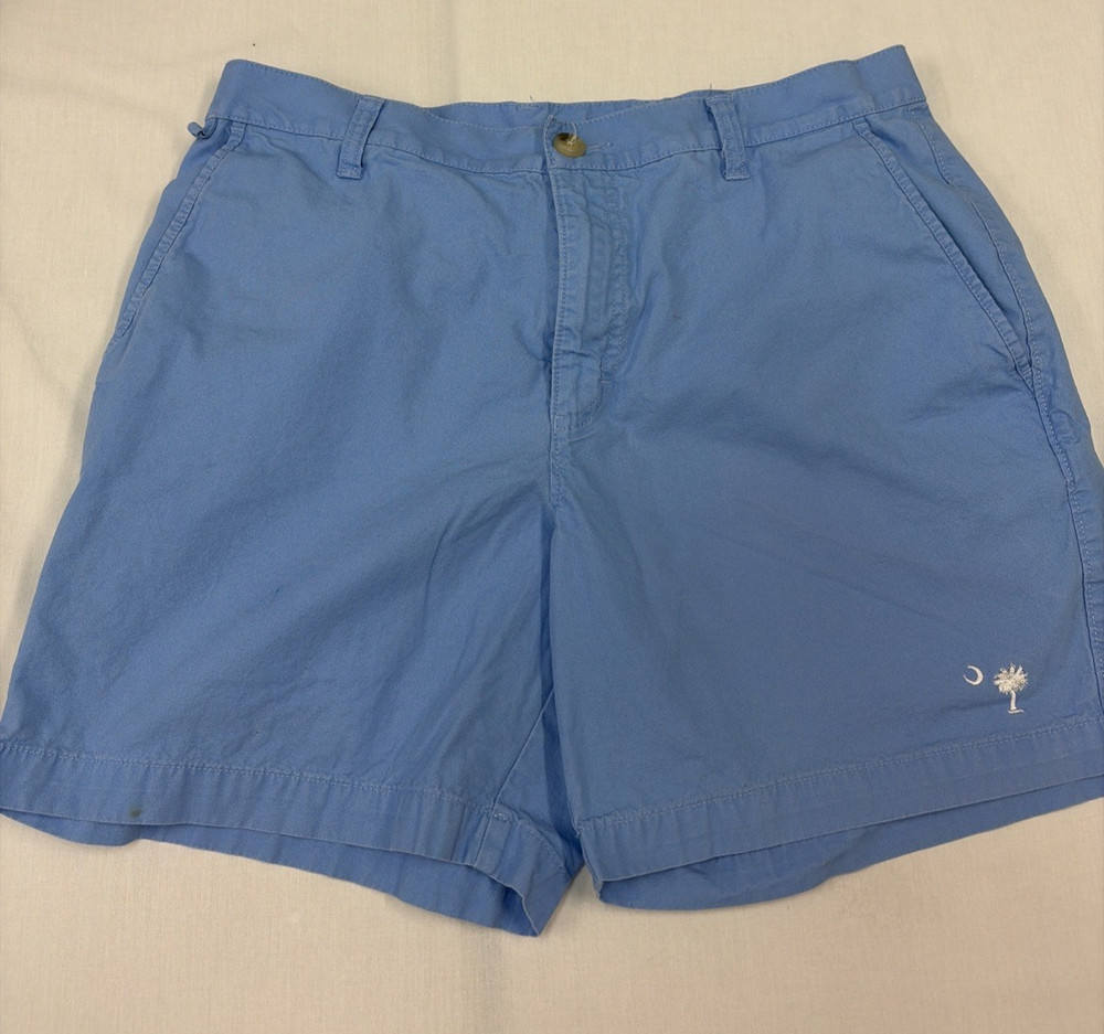 Columbia PFG Shorts Men’s 32 Blue Palmetto Logo Fishing Outdoor (Stain on Front)