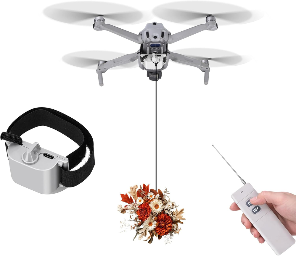 Drone Airdrop System - Release Device Payload Fish Bait Delivery Transport Drop,