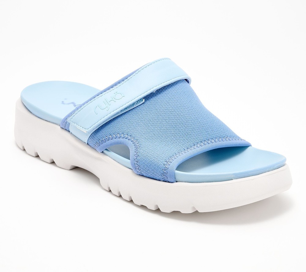 Ryka Women's Sz 10 Adjustable Sport Slide Sandals Blue A685223