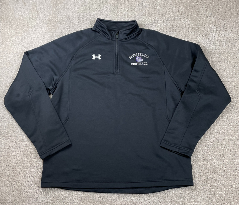 Under Armour Sweater Mens Large Loose Black 1/4 Zip Fleece Pullover All Season