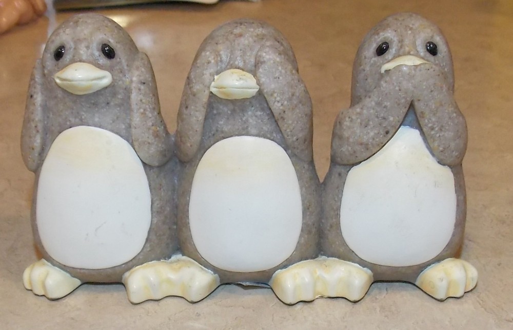 Fun Penguin Hear See Speak No Evil Quarry Critters Second Nature Design Figurine