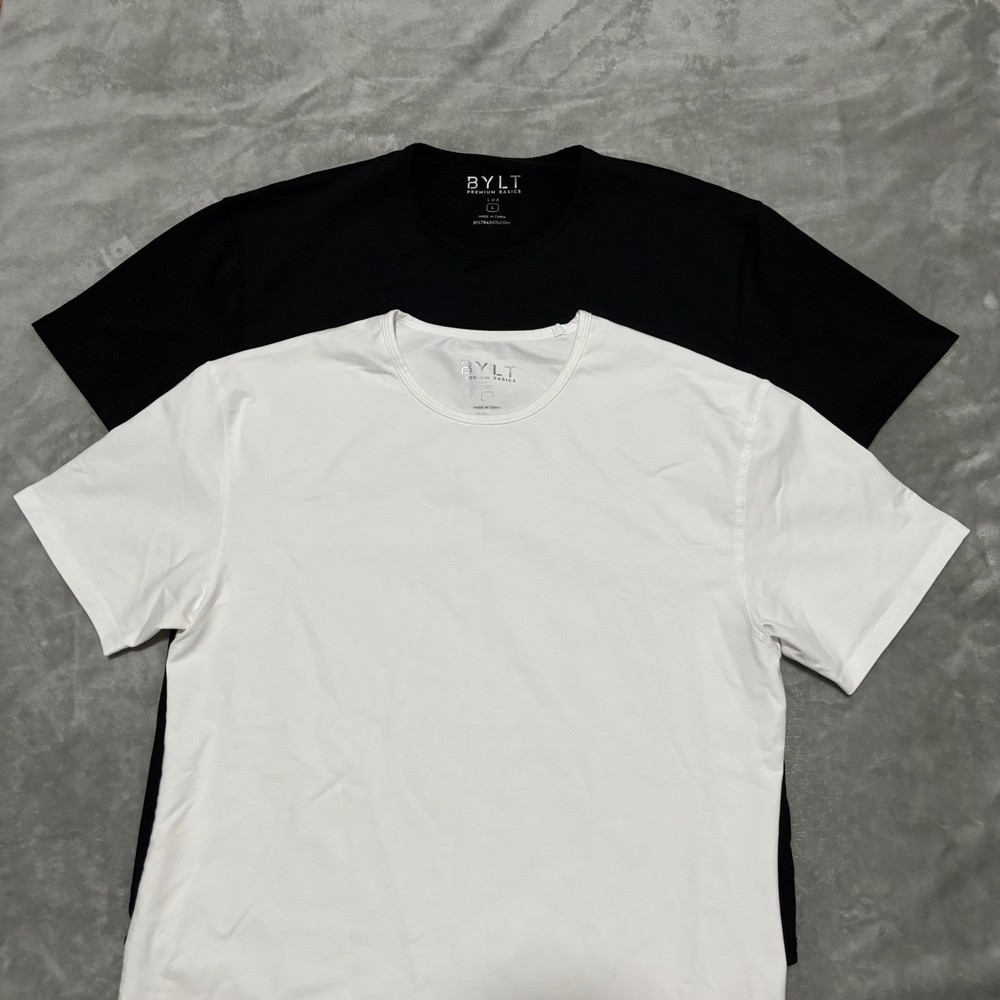 Bylt Mens Premium Basics Lux T-Shirts Lot of 2 Black White Size Large