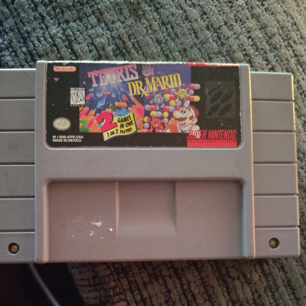 Tetris & Dr Mario Super Nintendo SNES Game Cartridge Authentic