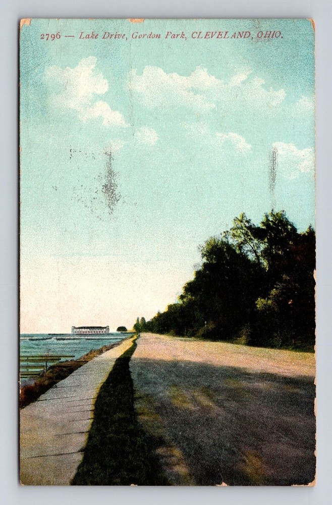 Cleveland OH-Ohio, Lake Drive, Gordon Park, Antique, Vintage c1909 Postcard