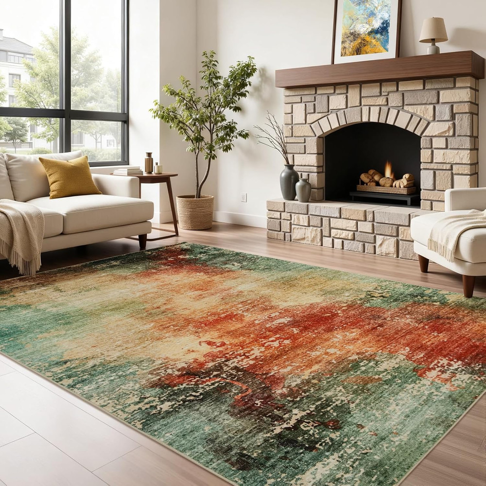 5X7 Area Rugs for Living Room, Non-Slip Modern Abstract Soft Washable Rug, Low P