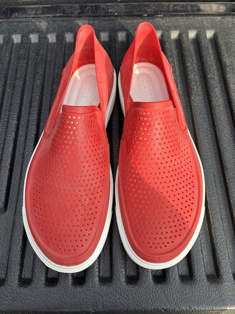 Crocs CitiLane Roka Red White Slip-On Breathable Lightweight Men's Casual Shoes