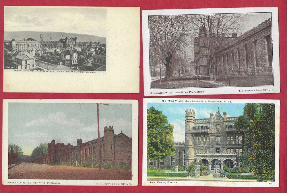 Moundsville, WV, 1907 postmark on 1 of 4 WEST VIRGINIA STATE PRISON postcards