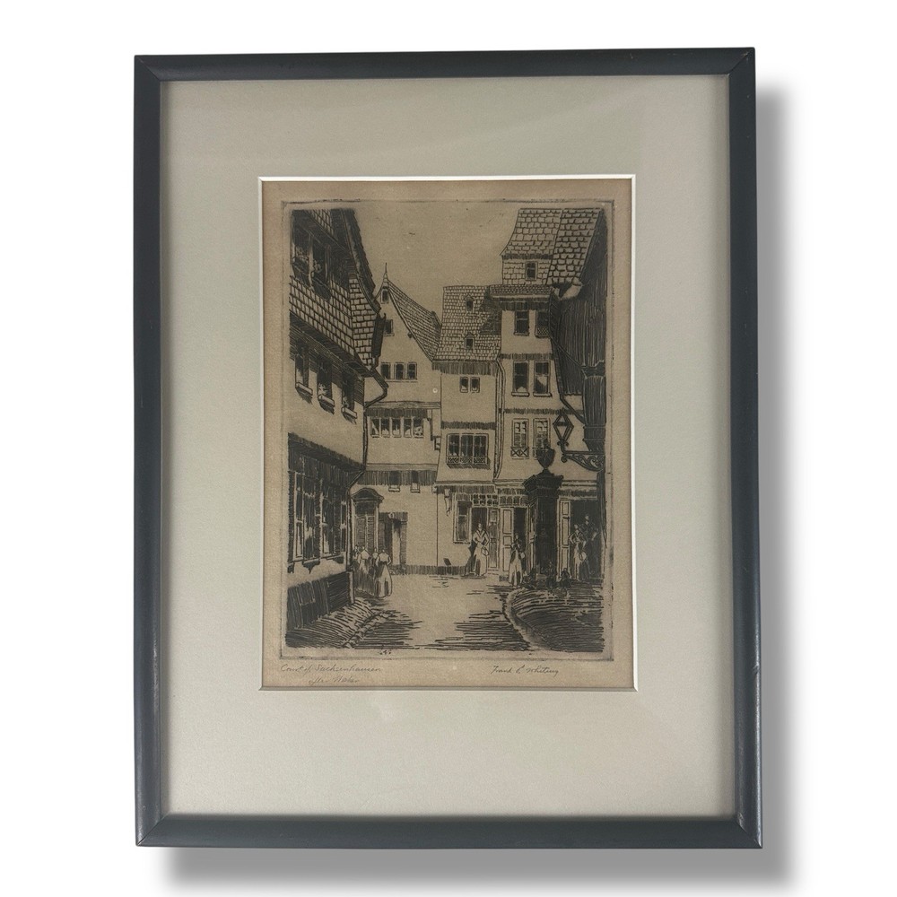 Frank P. Whiting Vintage Etching Court of Sachsenhausen after Hetsch Signed