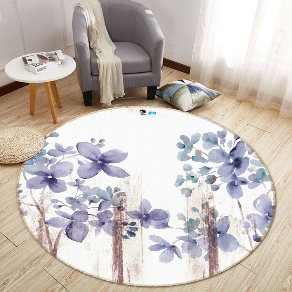 3D Watercolor Purple Flower NAO9902 Game Rug Mat Elegant Photo Carpet Mat Fay
