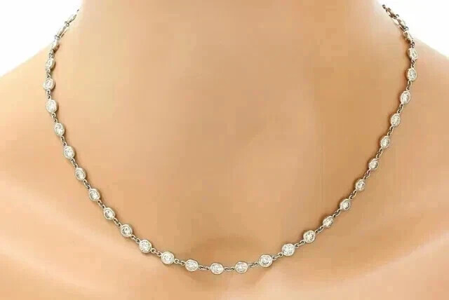 4 Ct Round Lab Created Diamond Women's Tennis Necklace 14k White Gold Plated 18