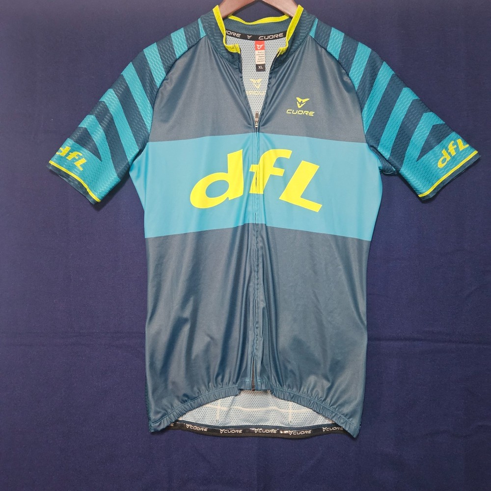CUORE Cycling Jersey Men’s XL Short Sleeve Green Full Zip REBOUND Tireless
