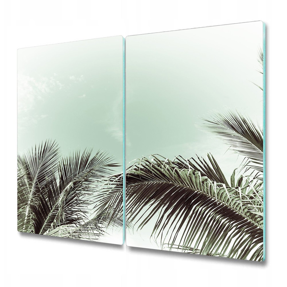 Glass Worktop Saver featuring Palm Paradise design with Monstera Palms Banana Sun Island Exotic themes for a tropical kitchen vibe