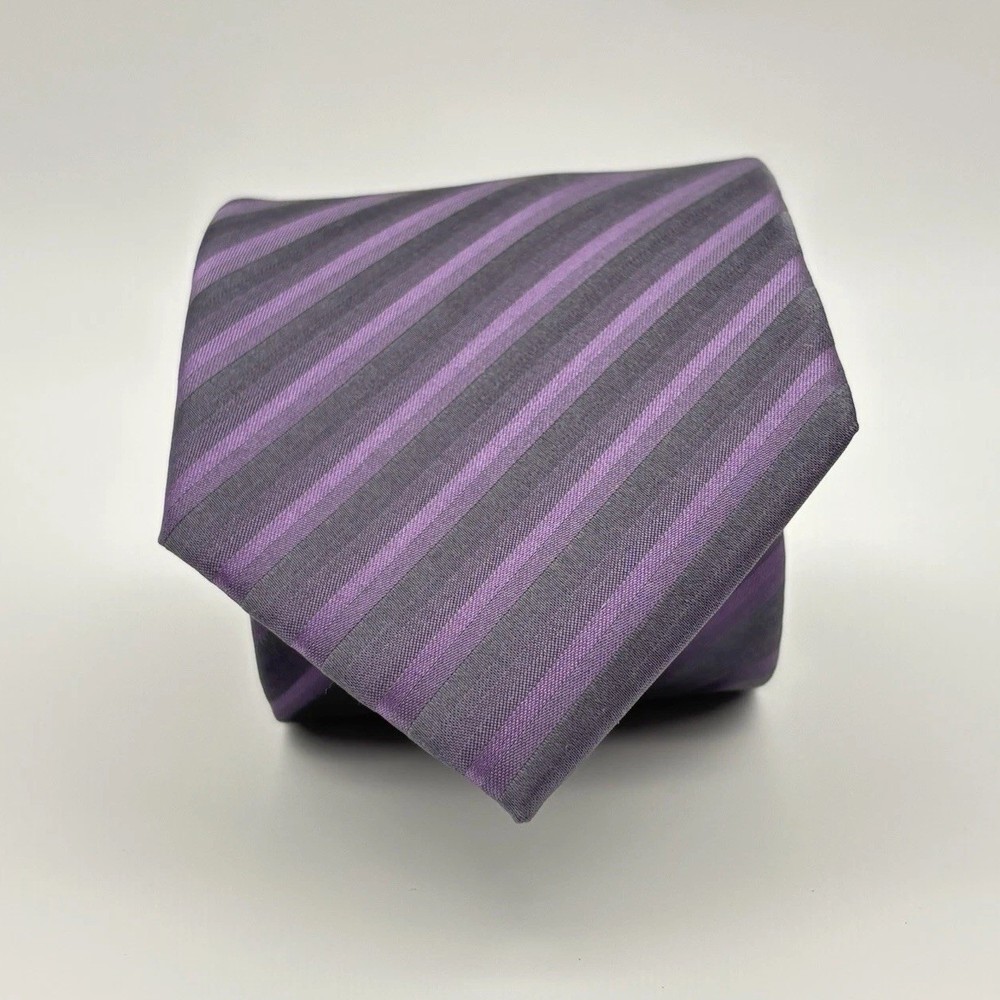 Kenneth Cole New York Purple Striped Silk Necktie