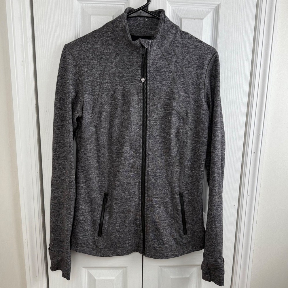 Lululemon Define Full Zip Jacket Heather Gray Thumbholes Women Size 10 EUC