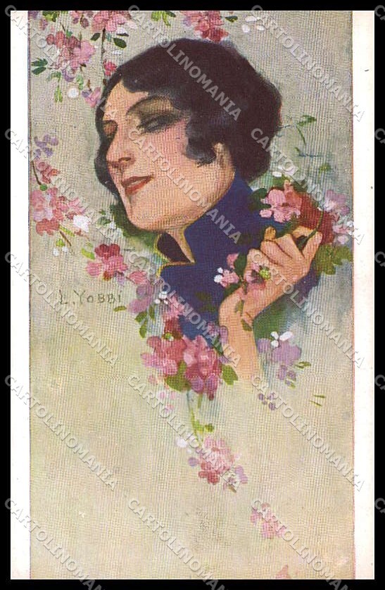 Illustratori Artist Signed L. Yobbi Lady serie 34 cartolina ZG8569