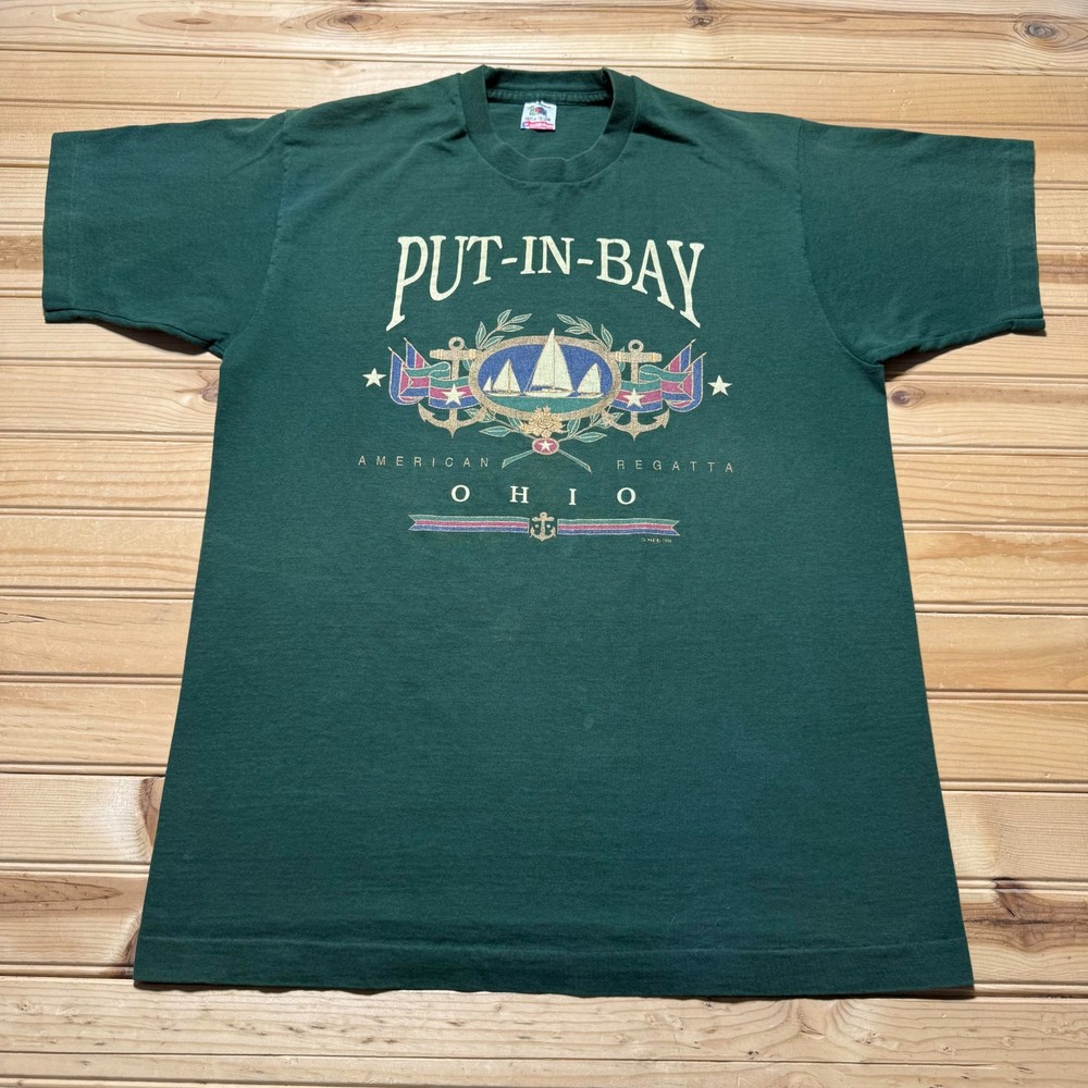Vintage 1994 Put-In-Bay Ohio American Regatta Sailing Graphic T-Shirt USA Large