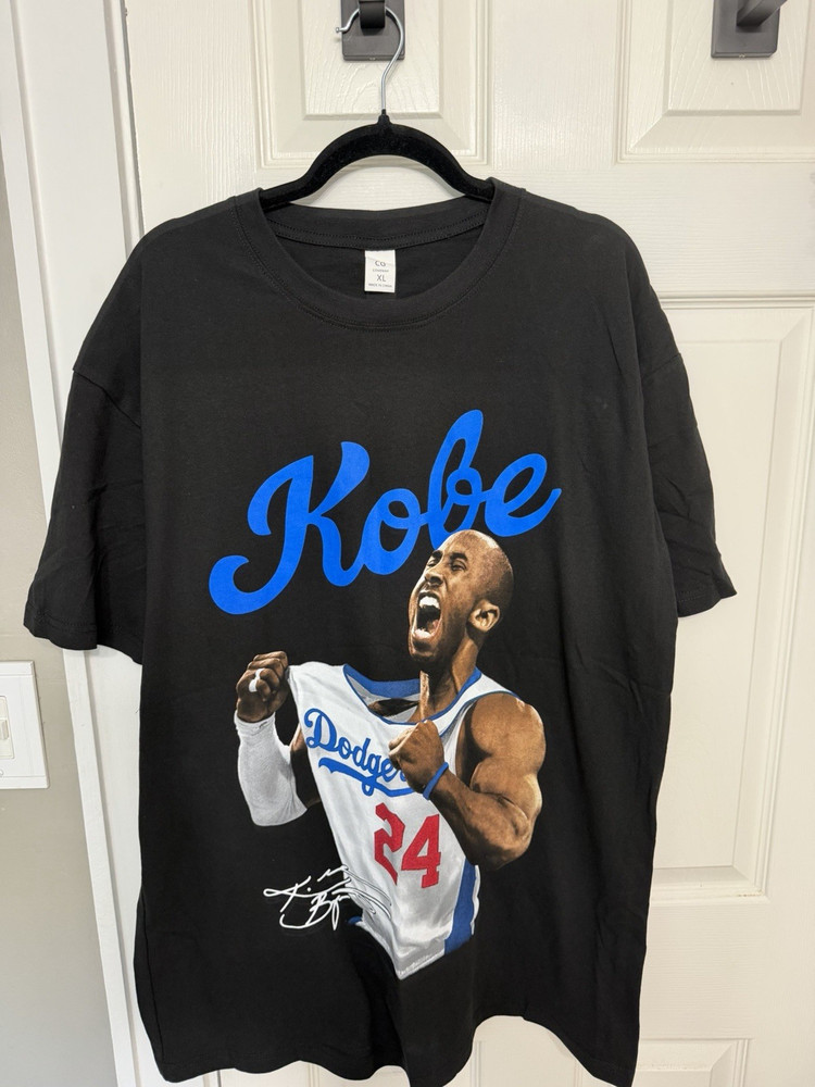 Men's Kobe Bryant Dodgers Graphic Print T-Shirt Black Size XL