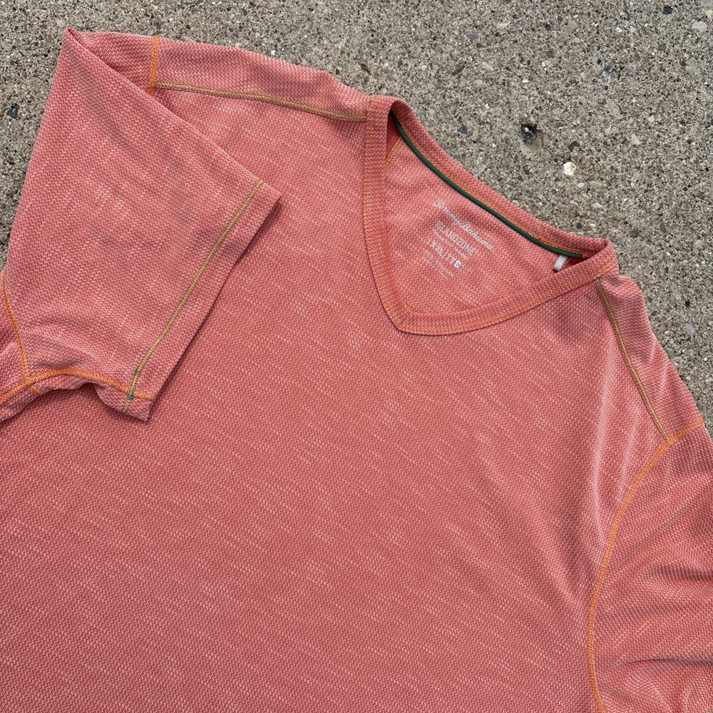 Tommy Bahama Island Zone Men’s T-Shirt 2XL XXL Orange V Neck Short Sleeve