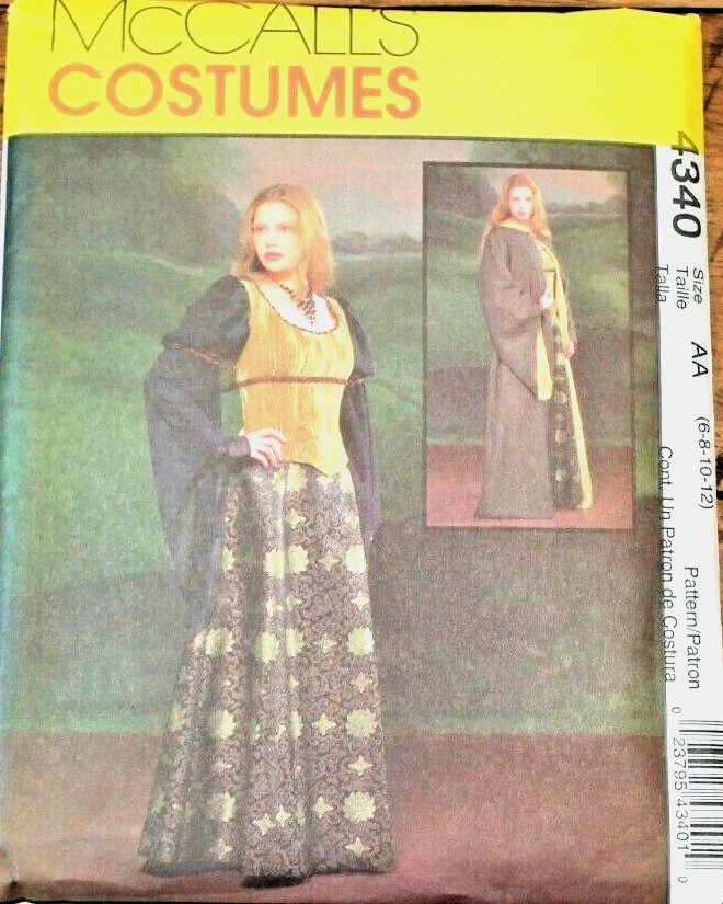 McCall's 4340 Miss Renaissance Gown Cape Corset Costume Sewing Pattern 6-8-10-12