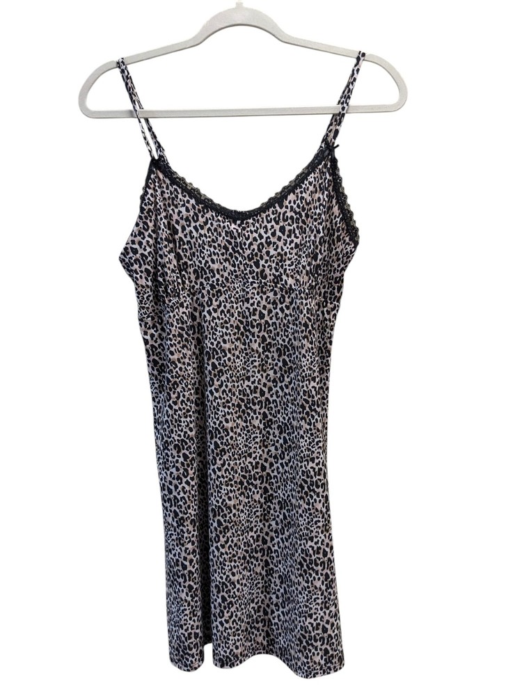 Rene Rofe Leopard Print Chemise Slip Nightgown Size Large