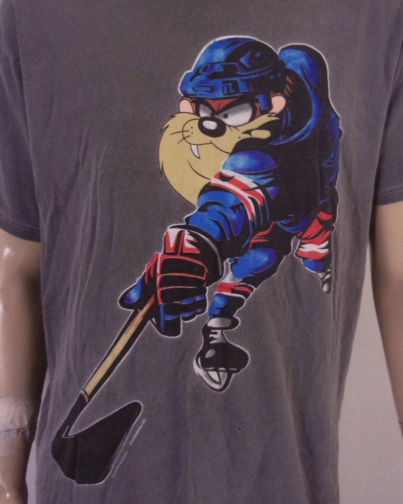 vintage 90s Looney Tunes Taz T-Shirt 1995 Hockey Big Face Tazmanian Devil XL